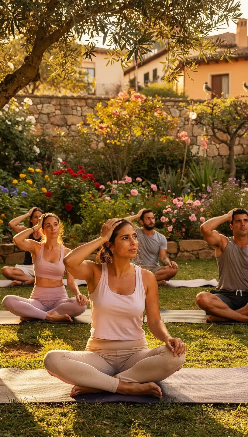Persona practicando yoga en un ambiente tranquilo, enfocándose en aliviar la tensión del cuello.