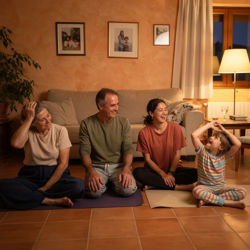 Un instructor de yoga guiando a sus alumnos en técnicas de respiración y estiramientos para mejorar la salud cervical.