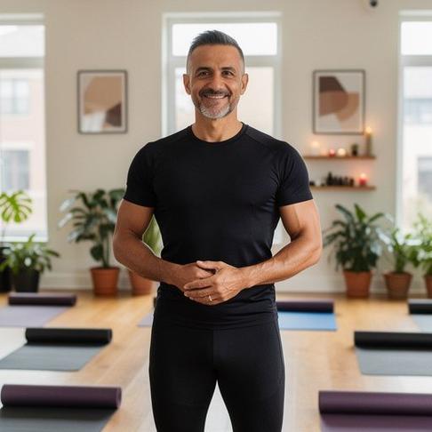 Grupo de personas realizando ejercicios de yoga para liberar la tensión acumulada en el cuello.