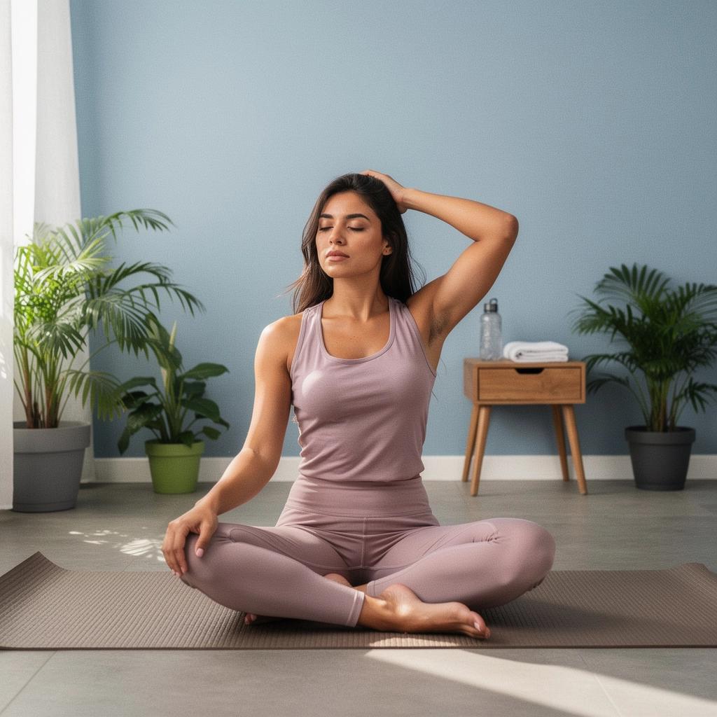 Close-up de una mano sosteniendo la parte posterior del cuello mientras se realiza un estiramiento.